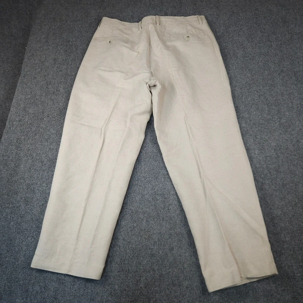 Club Room Mens Pleated Linen Cotton Blend Trousers Beige Oatmeal 38/29 DressPant